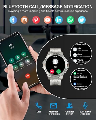 Men's Military Bluetooth Call Smartwatch with AMOLED Screen