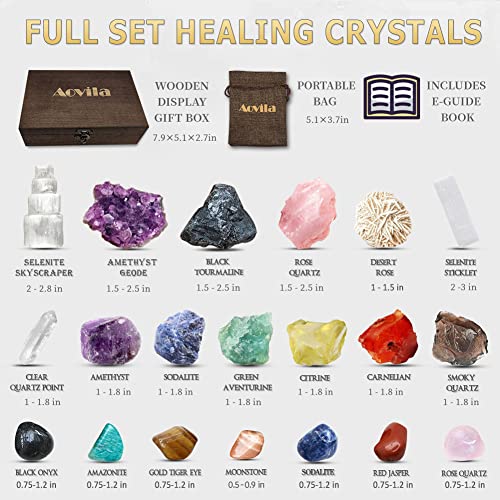 VIP Healing Crystals Set in Wooden Box with Ebook