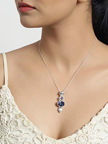 Blue Quartz Blue Topaz Sterling Silver Pendant Necklace