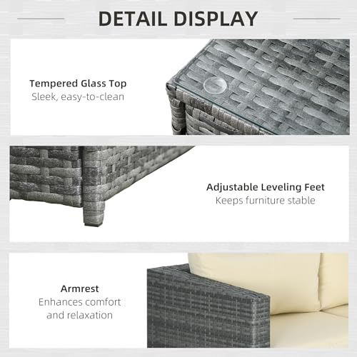 Outsunny 3 Piece VIP Garden Rattan Furniture Set