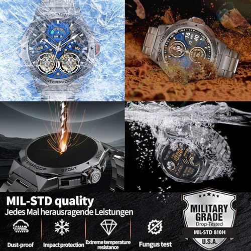 LIGE Military Smartwatch (Answer Calls), 3 Straps, Gray