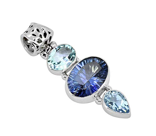 Blue Quartz Blue Topaz Sterling Silver Pendant Necklace