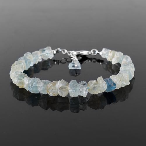 Aquamarine Rough Gemstone Bracelet for Positive Energy Healing