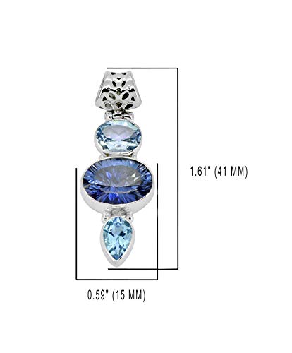 Blue Quartz Blue Topaz Sterling Silver Pendant Necklace