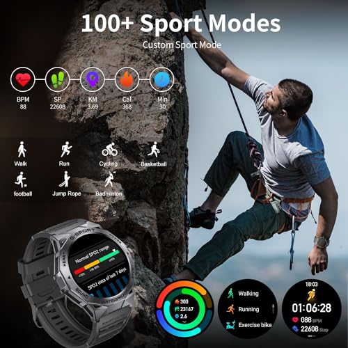 LIGE Military Smartwatch (Answer Calls), 3 Straps, Gray