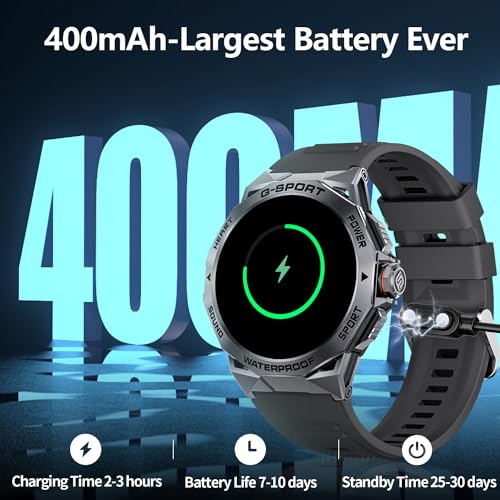 LIGE Military Smartwatch (Answer Calls), 3 Straps, Gray