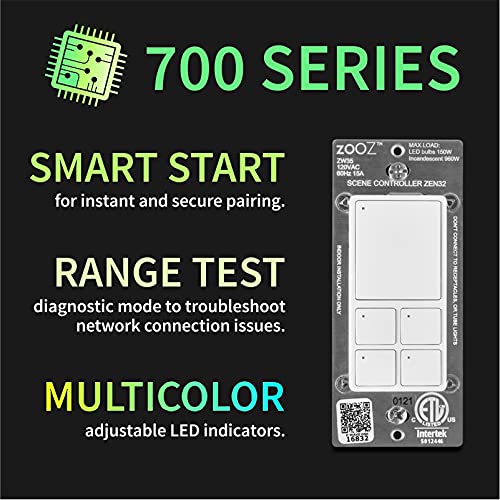 Zooz Z-Wave Plus Scene Controller ZEN32 - White