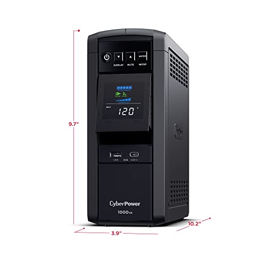 CyberPower CP1000PFCLCD PFC Sinewave UPS, 1000VA/600W, 10 Outlets