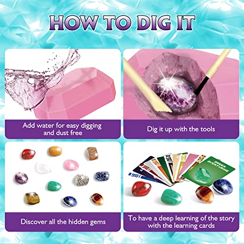 XXTOYS Gemstone Dig Kit with 12 Real Precious Stones