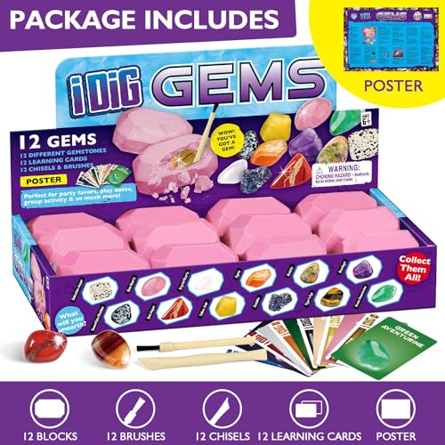XXTOYS Gemstone Dig Kit with 12 Real Precious Stones