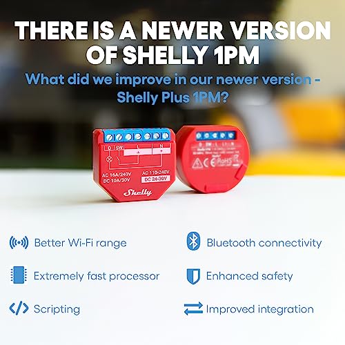 Shelly 1PM Smart Relay Switch WiFi iOS Android (2 Pack)