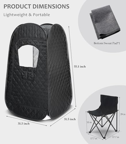 Portable Steam Sauna with Steamer & Foldable Chair