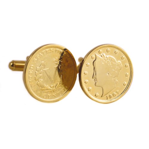 Liberty Nickel Cufflinks in Gold Layered Design