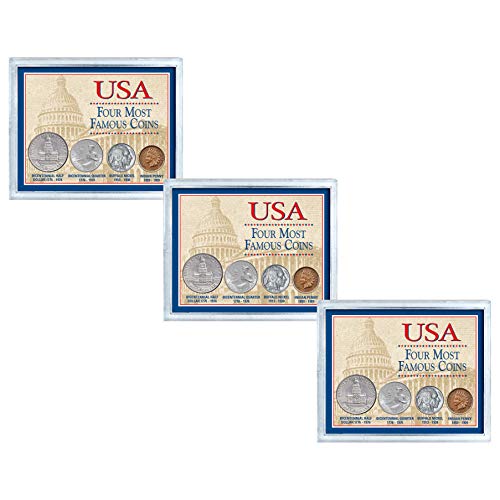 USA Most Famous Coins | Three Collections | Genuine Buffalo Nickel, Indian Head Cent, Bicentennial Half Dollar & Quarter