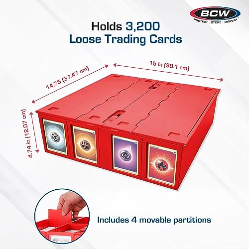 Red Collectible Card Bin - Storage Box for Trading Cards