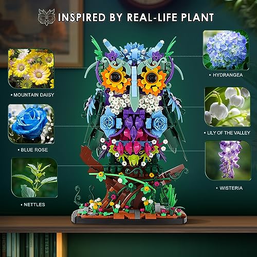 Floral Owl Toy Building Set - 1193 Pieces