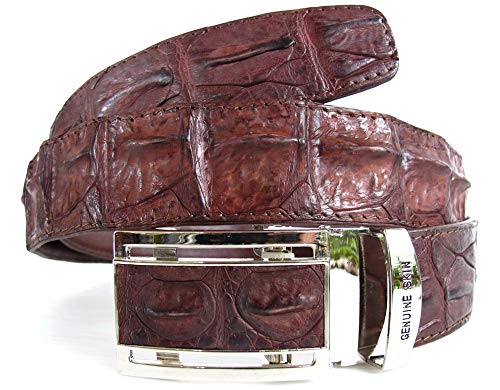 Julie Real Crocodile Skin Men's Brown Belt 48", Large