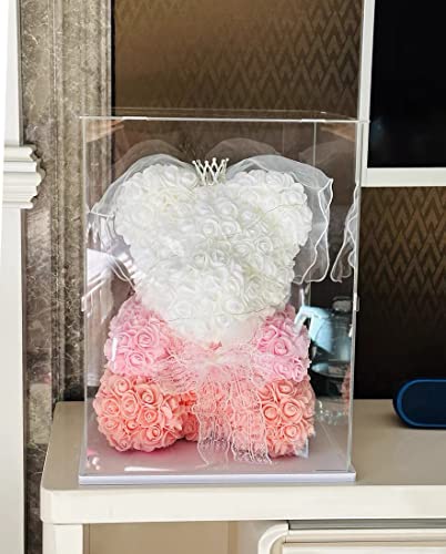 Acrylic Lego Display Case with Wood Base Organizer