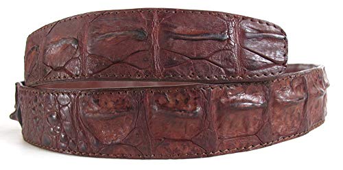 Julie Real Crocodile Skin Men's Brown Belt 48", Large