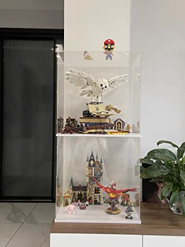 Acrylic Lego Display Case with Wood Base Organizer