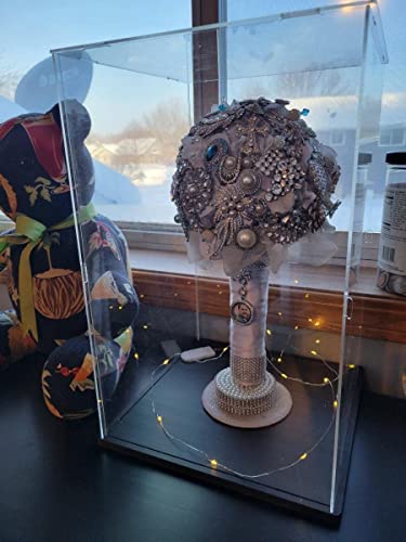 Acrylic Lego Display Case with Wood Base Organizer