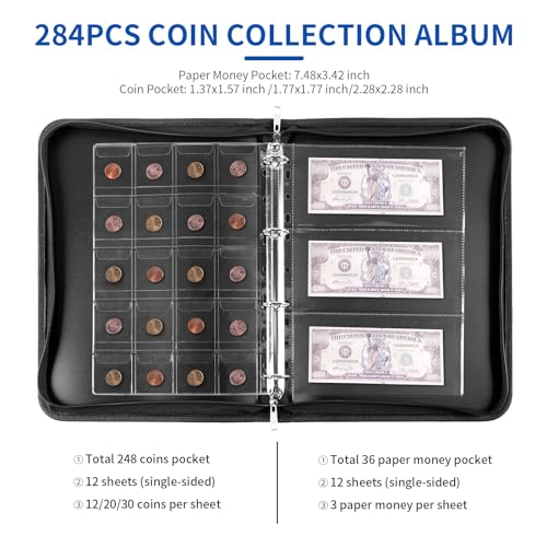 VIP Coin Collection Book with Fireproof Album and Supplies