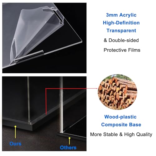 Acrylic Lego Display Case with Wood Base Organizer