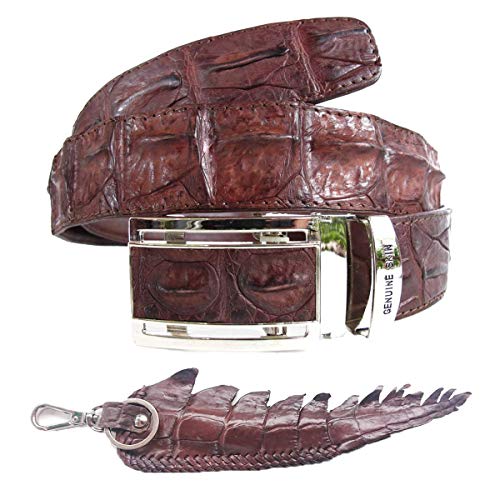 Julie Real Crocodile Skin Men's Brown Belt 48", Large