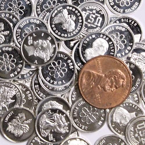 (25) .999 Pure Silver Rounds with Random Designs