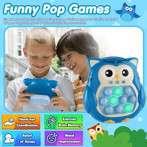 VIP Fidget Toy: Light-Up Pop Bubble Game, Blue Owl