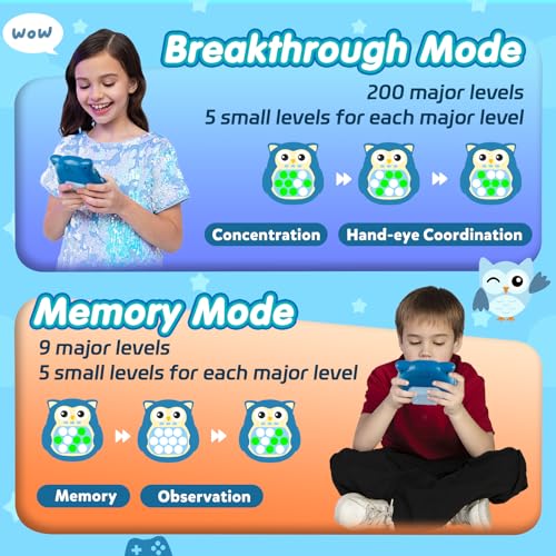 VIP Fidget Toy: Light-Up Pop Bubble Game, Blue Owl