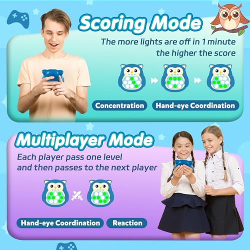 VIP Fidget Toy: Light-Up Pop Bubble Game, Blue Owl