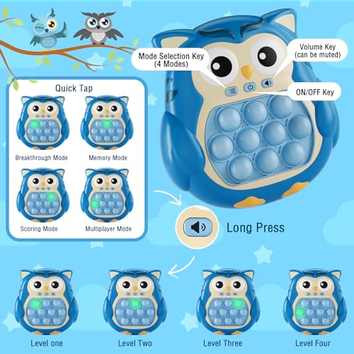 VIP Fidget Toy: Light-Up Pop Bubble Game, Blue Owl