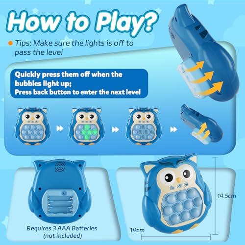 VIP Fidget Toy: Light-Up Pop Bubble Game, Blue Owl