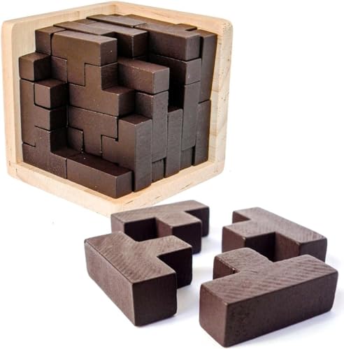 Genius T-Shape Wooden Brain Teaser Puzzle for all ages