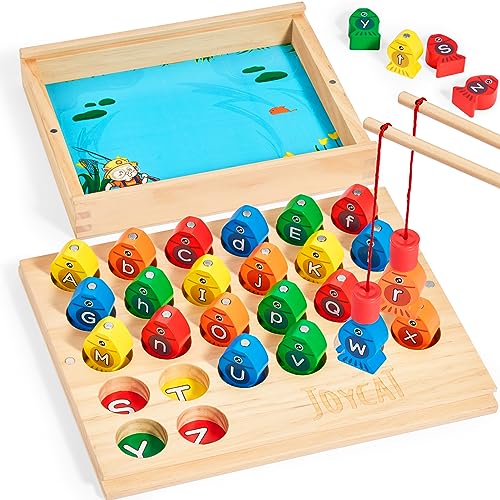 JoyCat Wooden Magnetic Fishing Game for Toddler Learning Toy