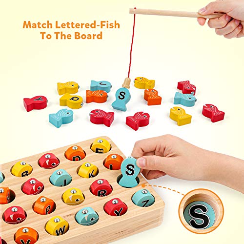 Wooden Magnetic Fishing Game for Kids 3-5 Years