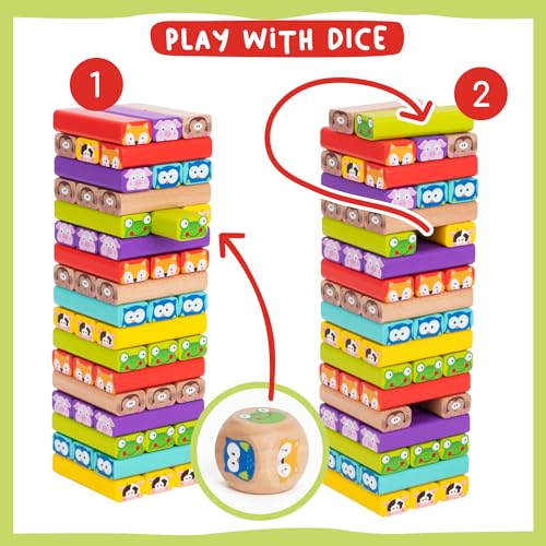Nene Toys 4-in-1 Wooden Tumble Tower Game - VIP Family Board Game for Kids