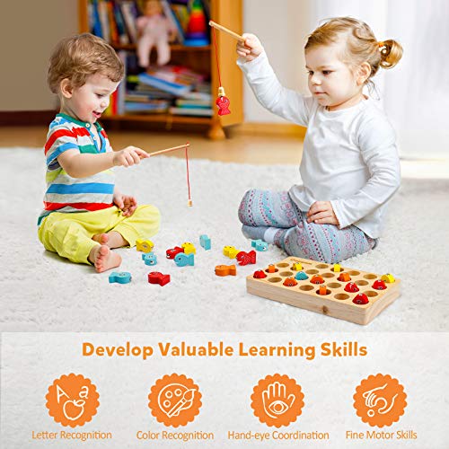 Wooden Magnetic Fishing Game for Kids 3-5 Years
