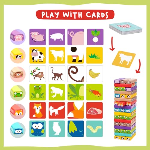 Nene Toys 4-in-1 Wooden Tumble Tower Game - VIP Family Board Game for Kids