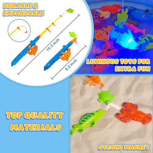 60PCS Magnetic Fishing Bath Toy Set for Toddlers