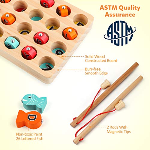Wooden Magnetic Fishing Game for Kids 3-5 Years