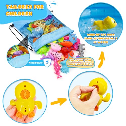 60PCS Magnetic Fishing Bath Toy Set for Toddlers