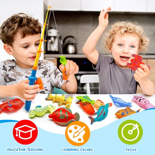 60PCS Magnetic Fishing Bath Toy Set for Toddlers