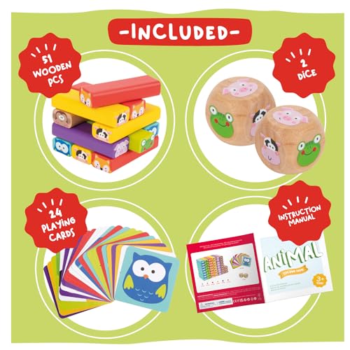 Nene Toys 4-in-1 Wooden Tumble Tower Game - VIP Family Board Game for Kids