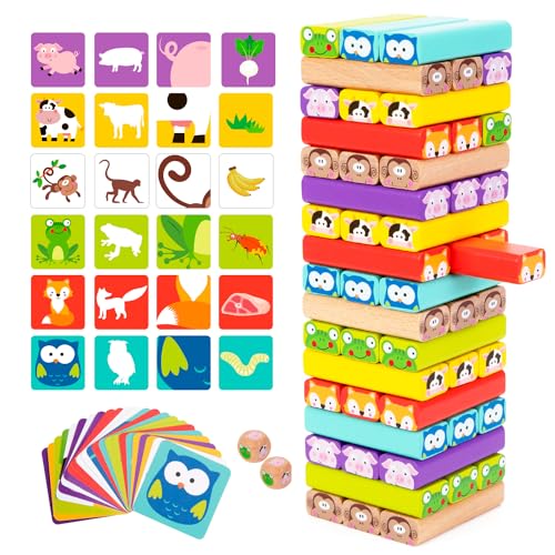 Nene Toys 4-in-1 Wooden Tumble Tower Game - VIP Family Board Game for Kids