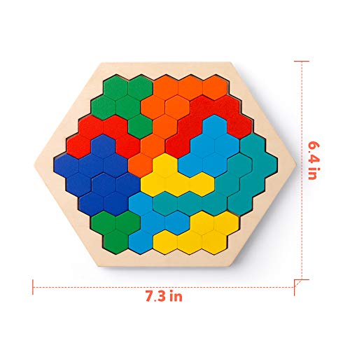Wooden Hexagon Puzzle - Brain Teaser Toy for All Ages