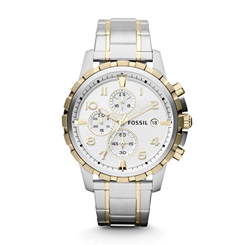 Fossil Men's Dean Chronograph Watch, Gold/Silver FS4795IE