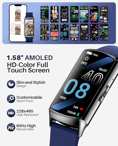 Smart Watch Fitness Tracker with Calls, AMOLED Display