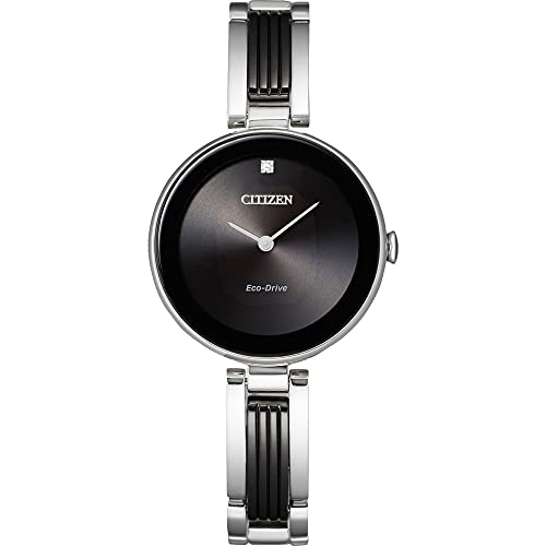 Citizen Ladies Axiom Eco-Drive Watch Silver-Tone Case Two-Tone Bangle